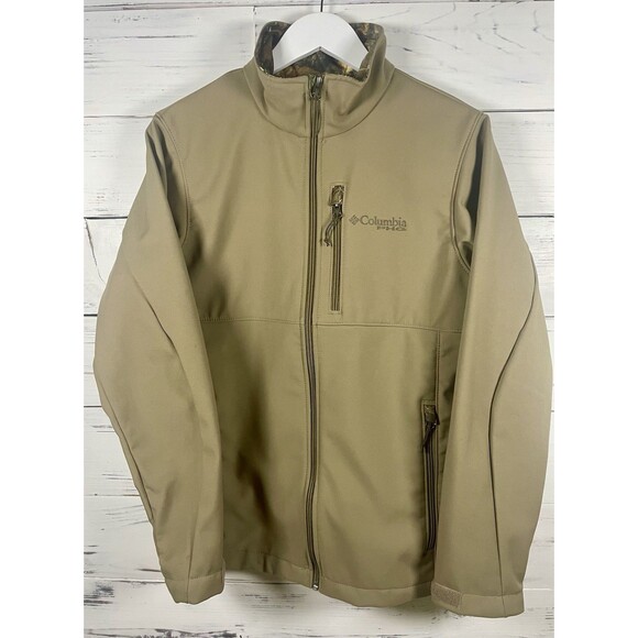 Columbia Jacket Men’s Small Tan PHG Ascender II Softshell Full Zip Camo Hunting - Picture 1 of 11